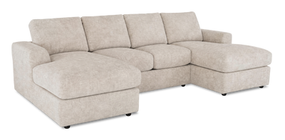 Made in Canada Customizable Sofa Lab Curve Fabric Double Chaise Sectional - Plush Parchment | Sofa sectionnel avec deux fauteuils longs personnalisable Curve de Sofa Lab fabriqué au Canada en tissu - Plush Parchment