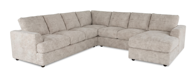 Made in Canada Customizable Sofa Lab Curve 4-Piece Right-Facing Sectional with Chaise - Plush Parchment