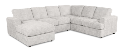Made in Canada Customizable Sofa Lab Curve 3 Piece Left-Facing Fabric Sectional with Chaise – Plush Oyster | Sofa sectionnel de gauche 3 pièces avec fauteuil long personnalisable Curve de Sofa Lab fabriqué au Canada en tissu - Plush Oyster