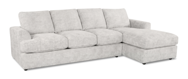 Made in Canada Customizable Sofa Lab Curve Fabric Left-Facing Sofabed Sectional - Plush Oyster