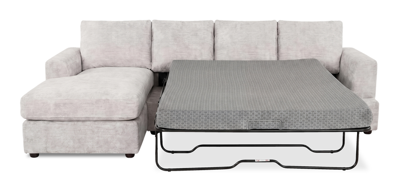 Made in Canada Customizable Sofa Lab Curve Fabric Left-Facing Sofabed Sectional - Plush Oyster