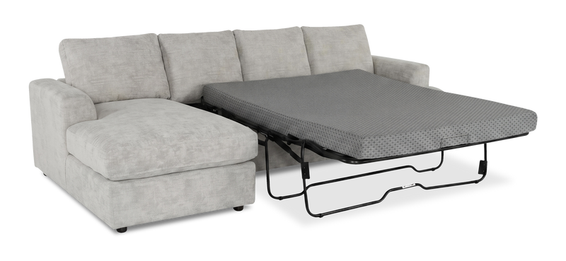 Made in Canada Customizable Sofa Lab Curve Fabric Left-Facing Sofabed Sectional - Plush Oyster