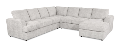 Made in Canada Customizable Sofa Lab Curve 4-Piece Right-Facing Sectional with Chaise - Plush Oyster | Sofa sectionnel de droite 4 pièces avec fauteuil long personnalisable Curve de Sofa Lab fabriqué au Canada en tissu - Plush Oyster