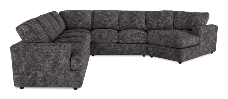 Made in Canada Customizable Sofa Lab Curve 4-Piece Right-Facing Sectional with Cuddler - Plush Charcoal 