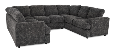 Made in Canada Customizable Sofa Lab Curve U-Shaped Sectional - Plush Charcoal | Sofa sectionnel en U personnalisable Curve de Sofa Lab fabriqué au Canada en tissu - Plush Charcoal