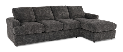 Made in Canada Customizable Sofa Lab Curve Fabric Right-Facing Sofabed Sectional - Plush Charcoal | Sofa-lit sectionnel de droite personnalisable Curve de Sofa Lab fabriqué au Canada en tissu - Plush Charcoal