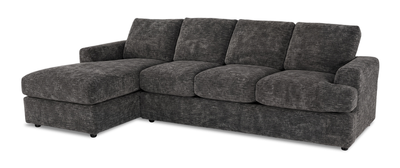 Made in Canada Customizable Sofa Lab Curve Fabric Left-Facing Sofabed Sectional - Plush Charcoal