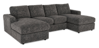 Made in Canada Customizable Sofa Lab Curve Fabric Double Chaise Sectional - Plush Charcoal 