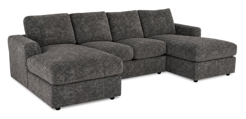 Made in Canada Customizable Sofa Lab Curve Fabric Double Chaise Sectional - Plush Charcoal 