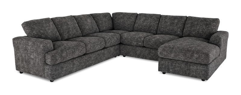 Made in Canada Customizable Sofa Lab Curve 4-Piece Right-Facing Sectional with Chaise - Plush Charcoal 