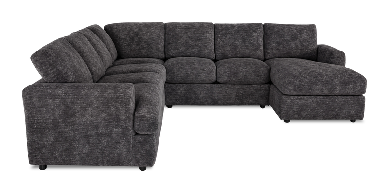 Made in Canada Customizable Sofa Lab Curve 4-Piece Right-Facing Sectional with Chaise - Plush Charcoal 