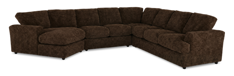 Made in Canada Customizable Sofa Lab Curve 4-Piece Left-Facing Sectional with Cuddler - Plush Chocolate
