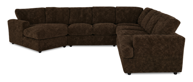 Made in Canada Customizable Sofa Lab Curve 4-Piece Left-Facing Sectional with Cuddler - Plush Chocolate