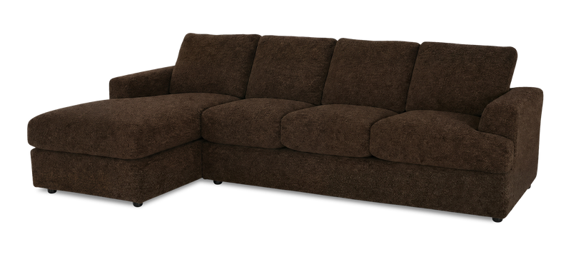 Made in Canada Customizable Sofa Lab Curve Left-Facing Fabric Sofa Chaise  – Plush Chocolate