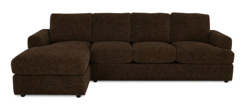 Made in Canada Customizable Sofa Lab Curve Left-Facing Fabric Sofa Chaise  – Plush Chocolate