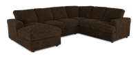 Made in Canada Customizable Sofa Lab Curve 3 Piece Left-Facing Fabric Sectional with Chaise – Plush Chocolate