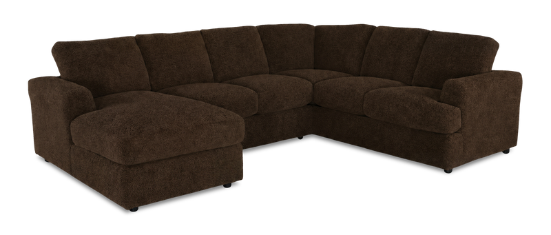 Made in Canada Customizable Sofa Lab Curve 3 Piece Left-Facing Fabric Sectional with Chaise – Plush Chocolate