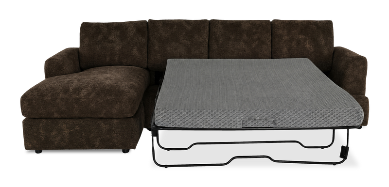 Made in Canada Customizable Sofa Lab Curve Fabric Left-Facing Sofabed Sectional - Plush Chocolate