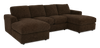 Made in Canada Customizable Sofa Lab Curve Fabric Double Chaise Sectional - Plush Chocolate