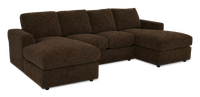 Made in Canada Customizable Sofa Lab Curve Fabric Double Chaise Sectional - Plush Chocolate