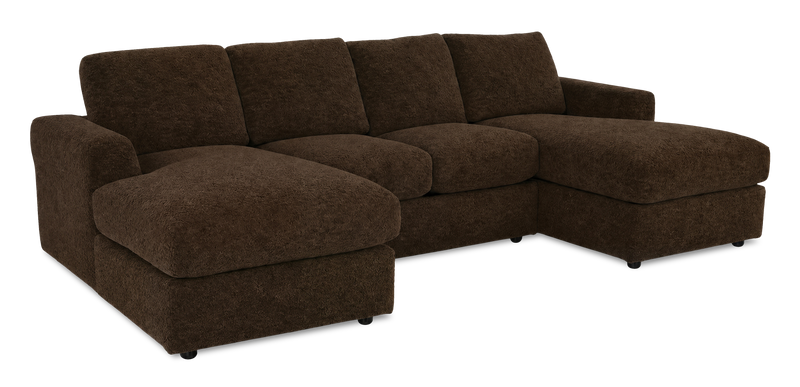 Made in Canada Customizable Sofa Lab Curve Fabric Double Chaise Sectional - Plush Chocolate