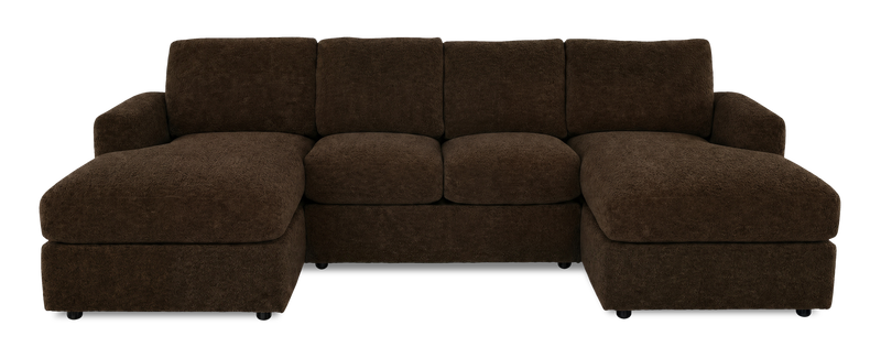 Made in Canada Customizable Sofa Lab Curve Fabric Double Chaise Sectional - Plush Chocolate