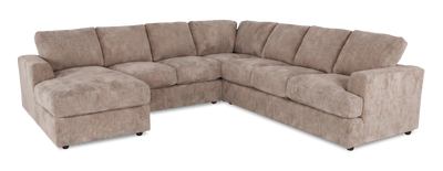 Made in Canada Customizable Sofa Lab Curve 4-Piece Left-Facing Sectional with Chaise - Chenille Praline | Sofa sectionnel de gauche 4 pièces avec fauteuil long personnalisable Curve de Sofa Lab fabriqué au Canada en tissu - Chenille Praline