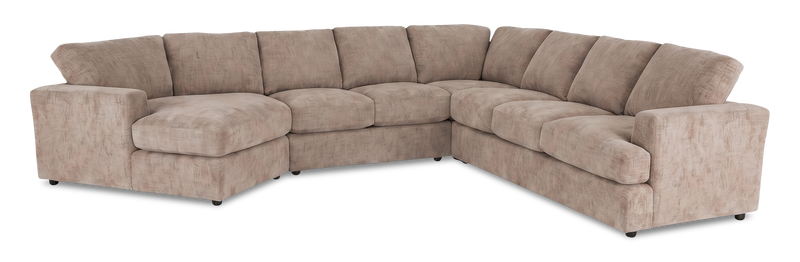 Made in Canada Customizable Sofa Lab Curve 4-Piece Left-Facing Sectional with Cuddler - Chenille Praline