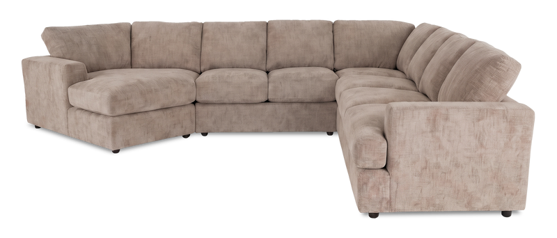 Made in Canada Customizable Sofa Lab Curve 4-Piece Left-Facing Sectional with Cuddler - Chenille Praline