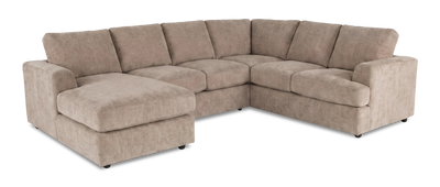 Made in Canada Customizable Sofa Lab Curve 3 Piece Left-Facing Fabric Sectional with Chaise – Chenille Praline | Sofa sectionnel de gauche 3 pièces avec fauteuil long personnalisable Curve de Sofa Lab fabriqué au Canada en tissu - Chenille Praline