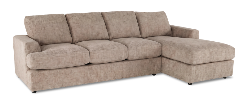 Made in Canada Customizable Sofa Lab Curve Fabric Right-Facing Sofabed Sectional - Chenille Praline