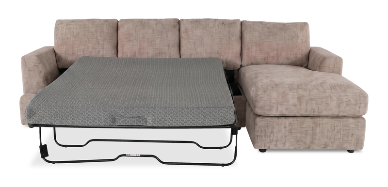Made in Canada Customizable Sofa Lab Curve Fabric Right-Facing Sofabed Sectional - Chenille Praline