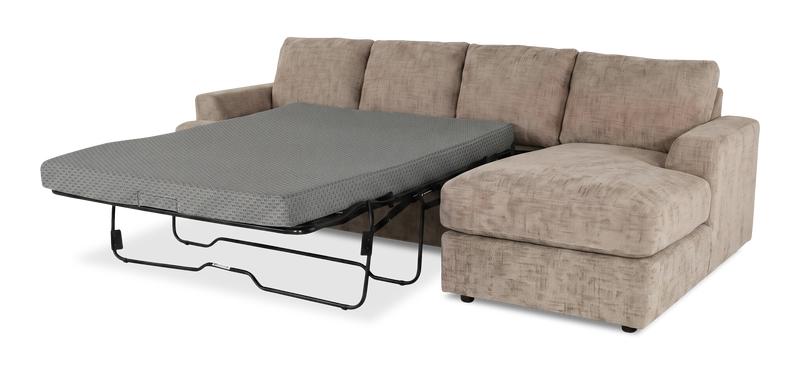 Made in Canada Customizable Sofa Lab Curve Fabric Right-Facing Sofabed Sectional - Chenille Praline