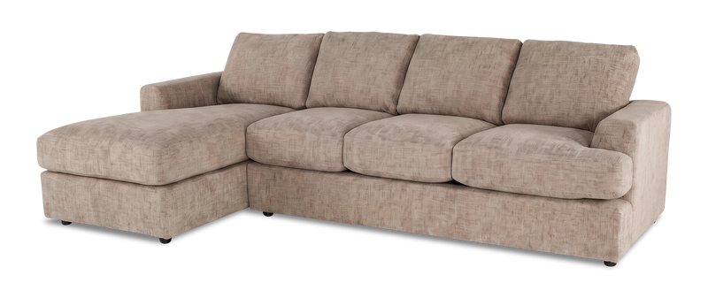 Made in Canada Customizable Sofa Lab Curve Fabric Left-Facing Sofabed Sectional - Chenille Praline