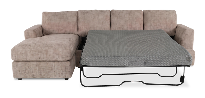 Made in Canada Customizable Sofa Lab Curve Fabric Left-Facing Sofabed Sectional - Chenille Praline