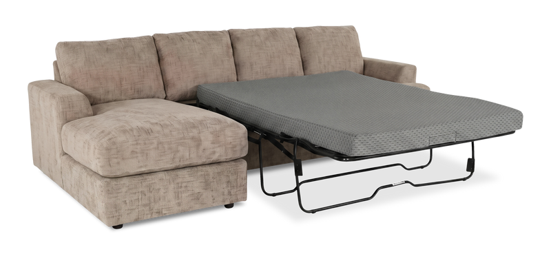 Made in Canada Customizable Sofa Lab Curve Fabric Left-Facing Sofabed Sectional - Chenille Praline