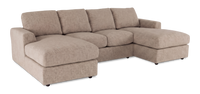 Made in Canada Customizable Sofa Lab Curve Fabric Double Chaise Sectional - Chenille Praline