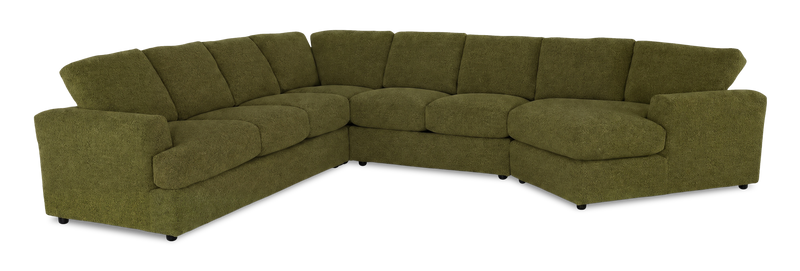 Made in Canada Customizable Sofa Lab Curve 4-Piece Right-Facing Sectional with Cuddler - Chenille Moss