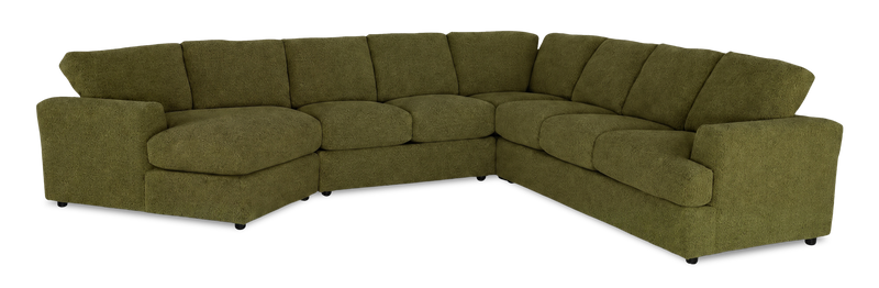 Made in Canada Customizable Sofa Lab Curve 4-Piece Left-Facing Sectional with Cuddler - Chenille Moss