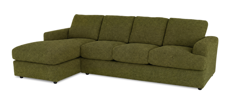 Made in Canada Customizable Sofa Lab Curve Left-Facing Fabric Sofa Chaise  – Chenille Moss