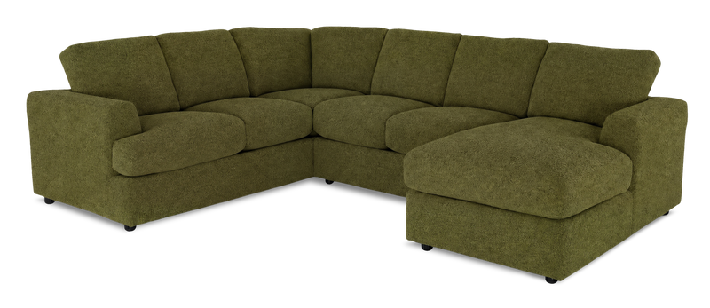 Made in Canada Customizable Sofa Lab Curve 3 Piece Right-Facing Fabric Sectional with Chaise – Chenille Moss