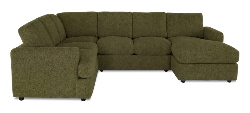 Made in Canada Customizable Sofa Lab Curve 3 Piece Right-Facing Fabric Sectional with Chaise – Chenille Moss