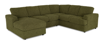 Made in Canada Customizable Sofa Lab Curve 3 Piece Left-Facing Fabric Sectional with Chaise – Chenille Moss | Sofa sectionnel de gauche 3 pièces avec fauteuil long personnalisable Curve de Sofa Lab fabriqué au Canada en tissu - Chenille Moss