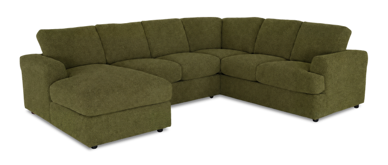 Made in Canada Customizable Sofa Lab Curve 3 Piece Left-Facing Fabric Sectional with Chaise – Chenille Moss
