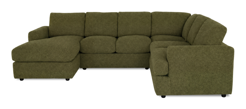 Made in Canada Customizable Sofa Lab Curve 3 Piece Left-Facing Fabric Sectional with Chaise – Chenille Moss