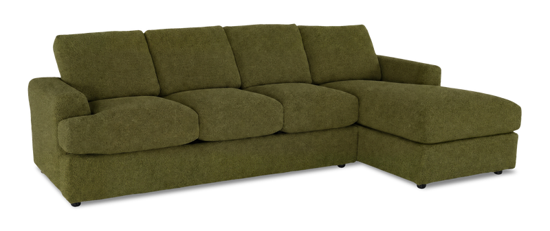 Made in Canada Customizable Sofa Lab Curve Fabric Right-Facing Sofabed Sectional - Chenille Moss