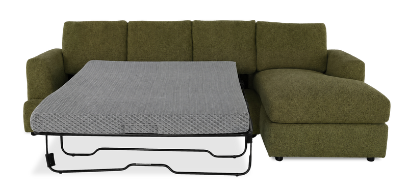 Made in Canada Customizable Sofa Lab Curve Fabric Right-Facing Sofabed Sectional - Chenille Moss