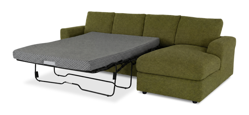Made in Canada Customizable Sofa Lab Curve Fabric Right-Facing Sofabed Sectional - Chenille Moss