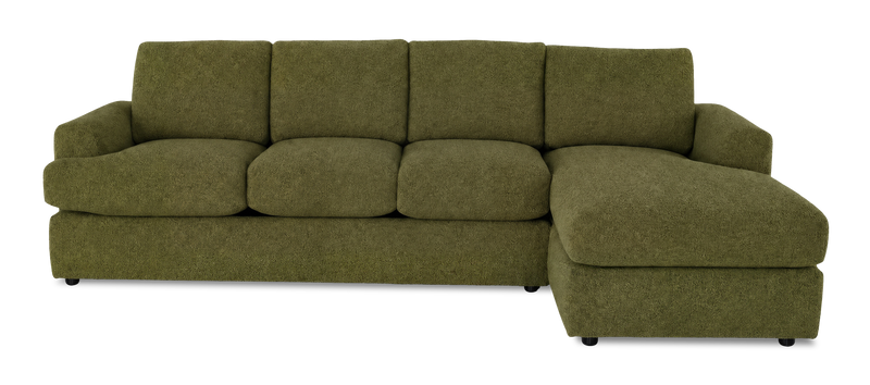 Made in Canada Customizable Sofa Lab Curve Fabric Right-Facing Sofabed Sectional - Chenille Moss