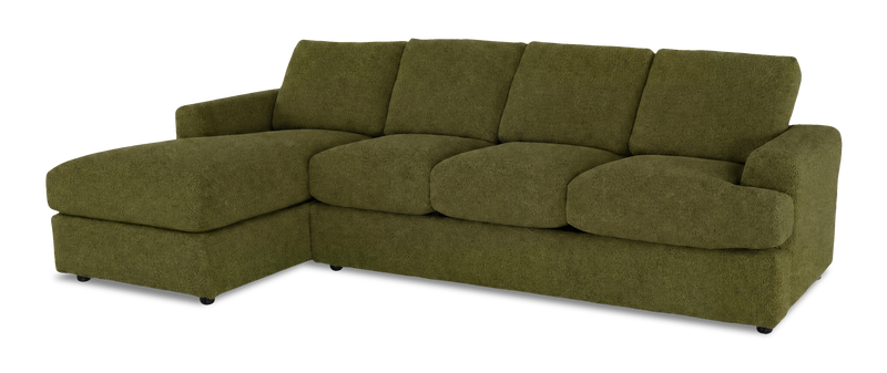 Made in Canada Customizable Sofa Lab Curve Fabric Left-Facing Sofabed Sectional - Chenille Moss